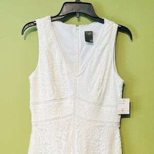 Taylor Lace Overlay Dress size 6 NWT Cream Asymmetrical Hemline Lined Sleeveless